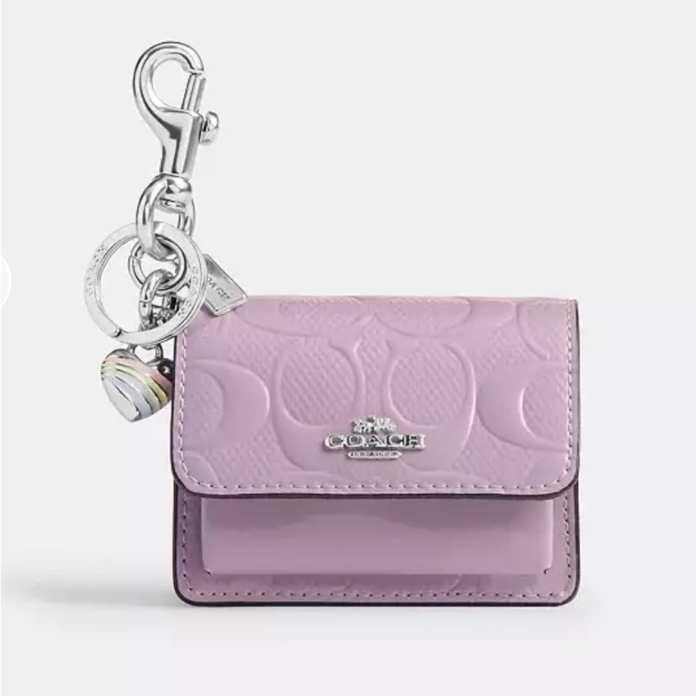 Coach Klare Bag Charm in Signature Leather in Light Violet